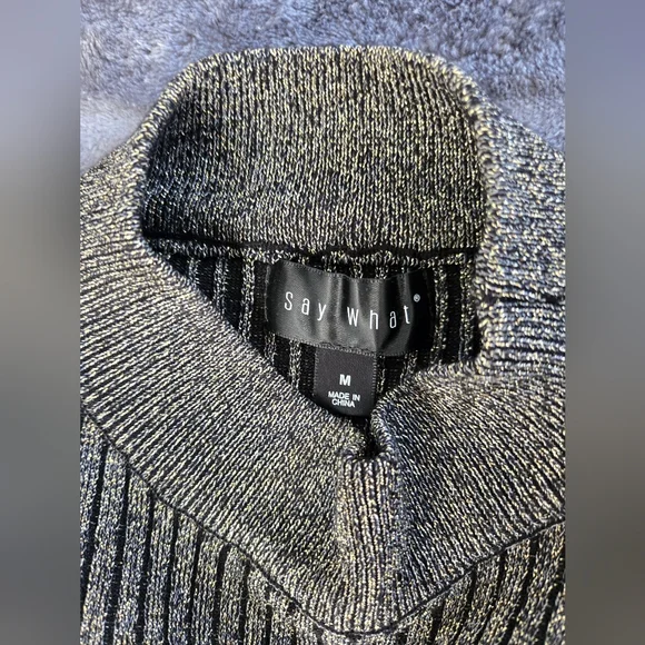 Say What Ribbed Knit Sparkly Long Sleeve Dress Size Medium - Picture 2 of 7